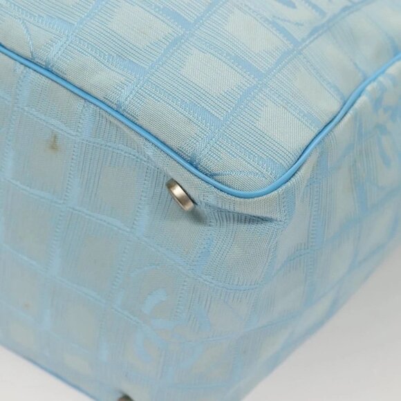CHANEL New Travel Line Hand Bag Nylon Light Blue CC Auth mr1475 - Picture 14 of 16